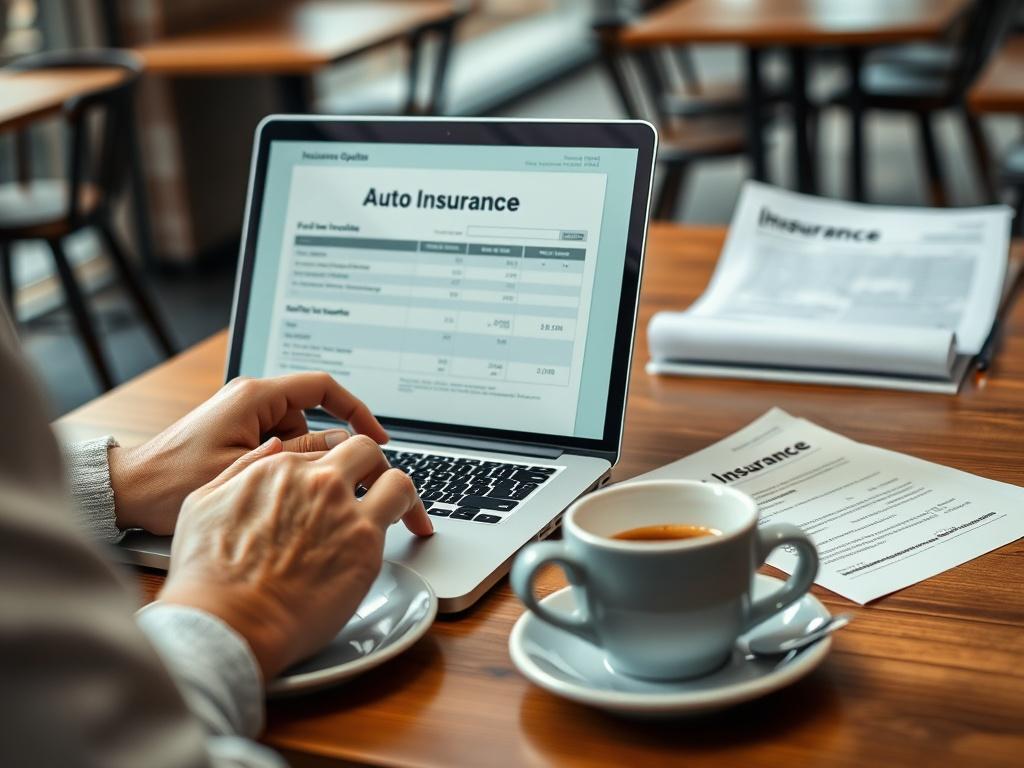 A close up shot of a person reviewing auto insurance