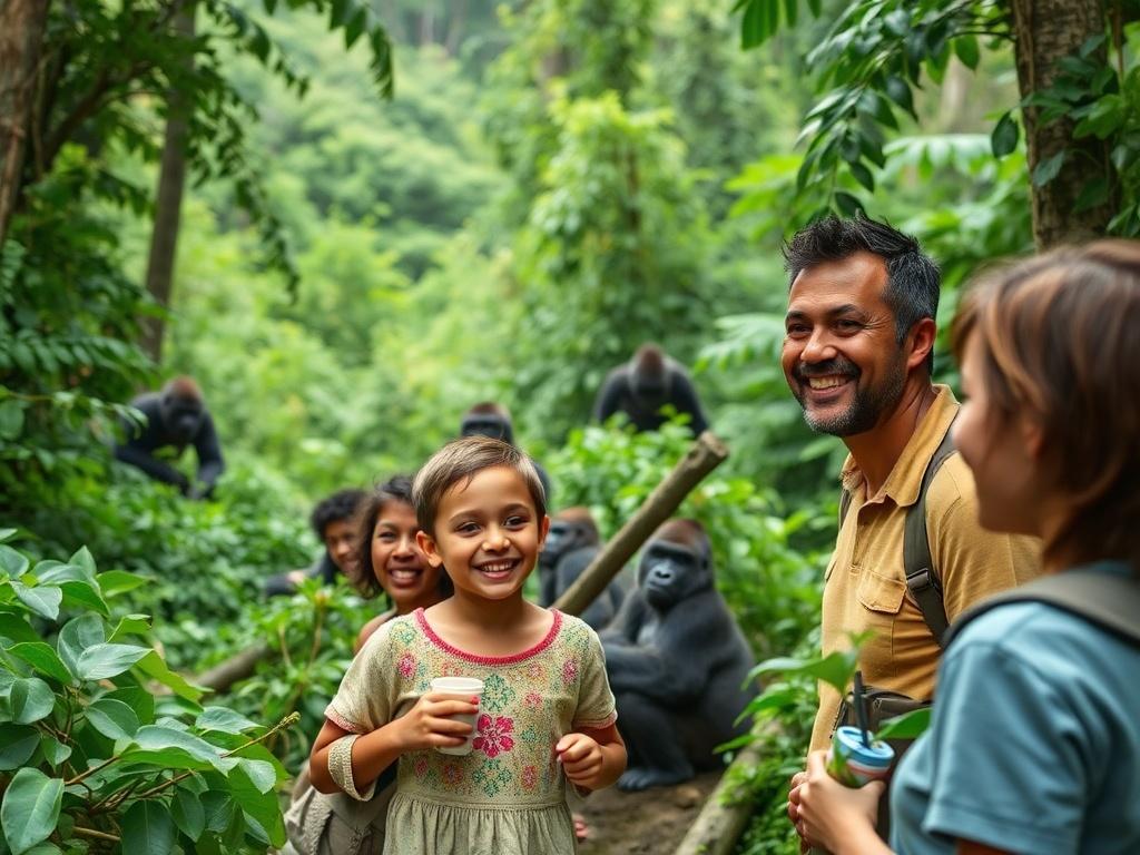 Produce a high resolution image depicting a happy family enjoying