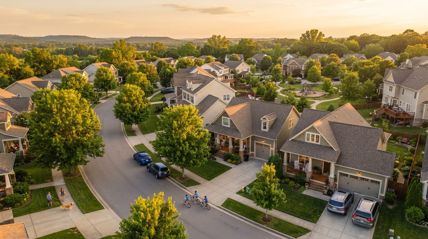 A peaceful suburban neighborhood where Package Sitters operates