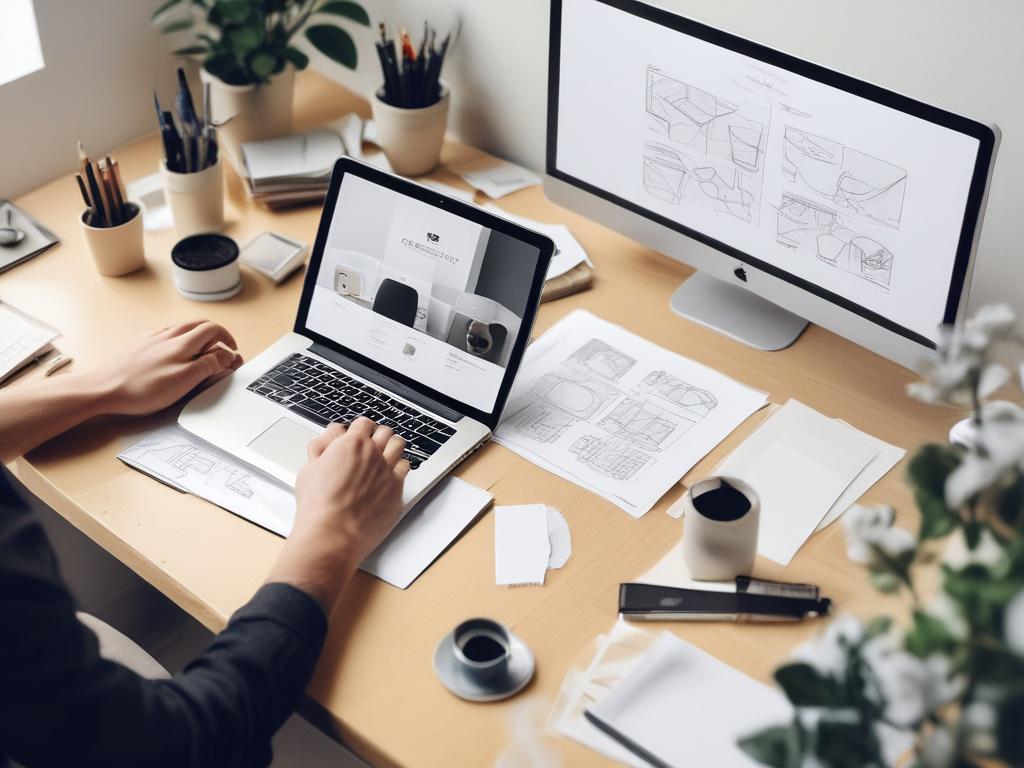 A realistic high resolution of a designer working on brand