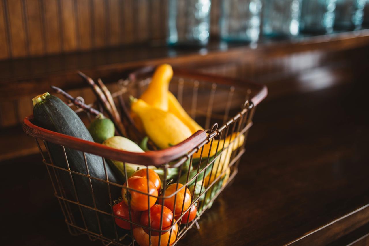 vegetables shopping basket close up