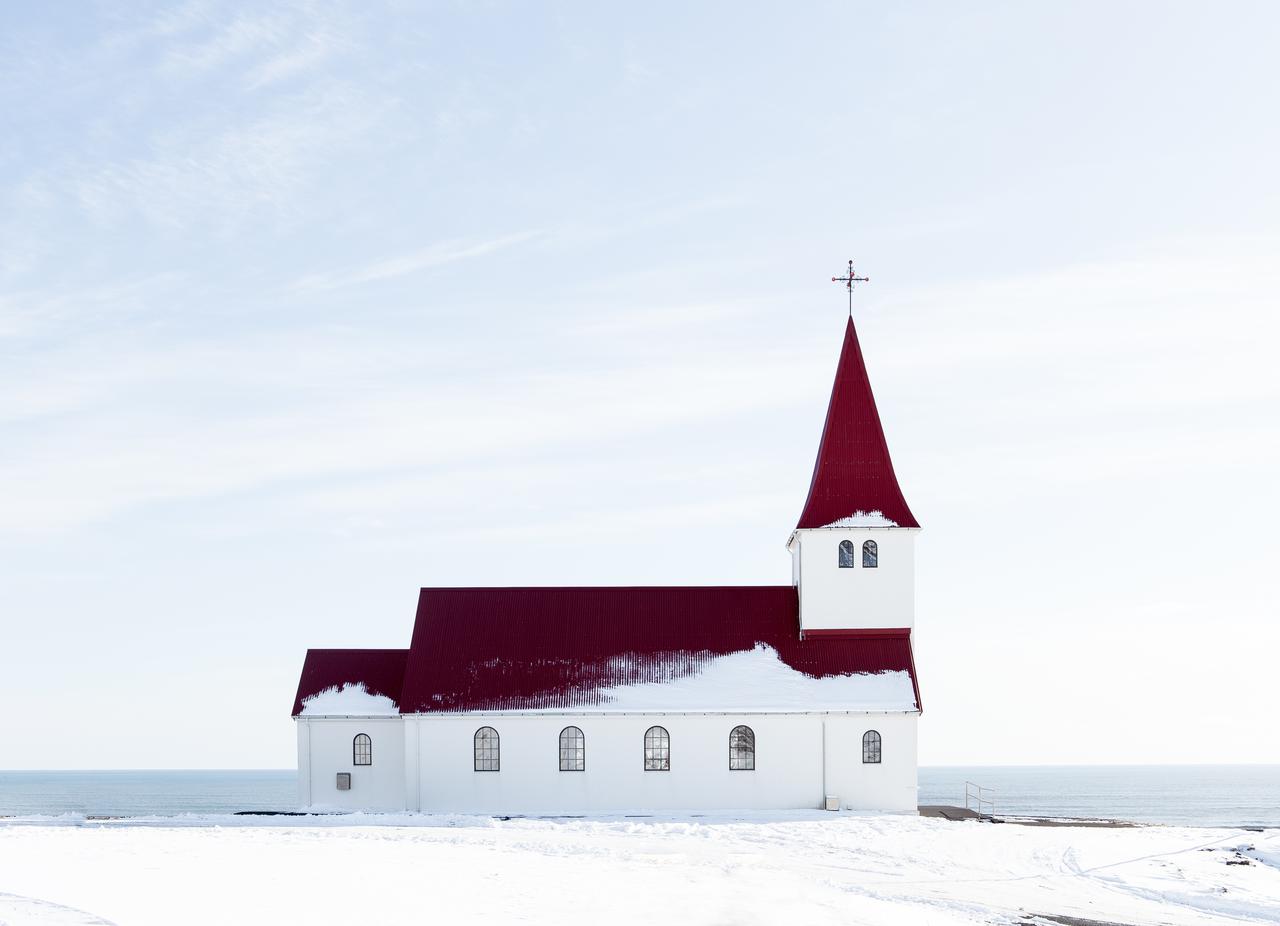 church snow winter sky